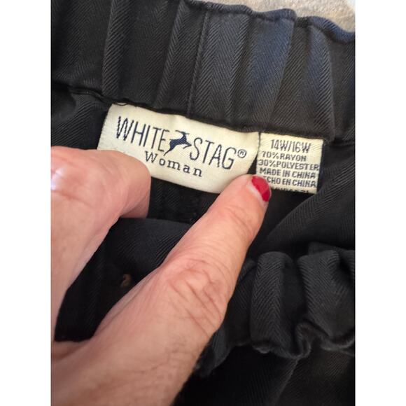 White Stag Wide Leg Crop Pants Size 14-16 Gray Drawstring Pockets 22" Inseam - Picture 4 of 4